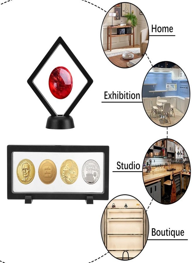 giteo bedding 15PCS 3D Floating Frame Display Case, Black Durable Challenge Coin Holder Stand, Multi-Functional Transparent PE Jewelry Storage Box for Medallions, Coins, Medals, Specimen - Image 5